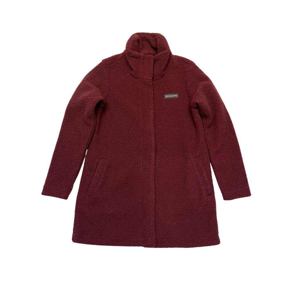 Columbia Burgundy Mauve Sherpa Fleece Longline Gorpcore Cabin Jacket Size M